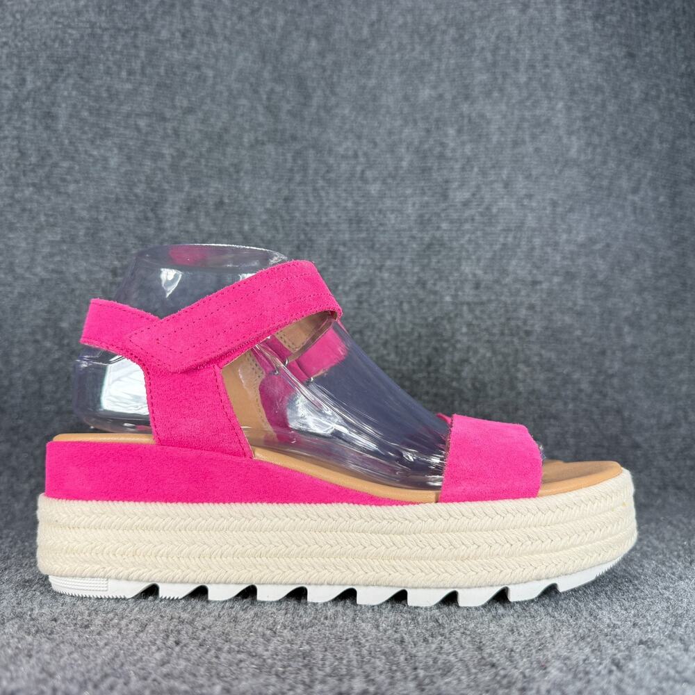 SOREL Womens Cameron Platform Espadrille Sandals Size 8.5 Pink Suede Chunky EUC
